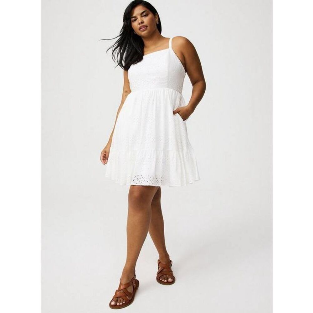 Torrid Mini Dress High Neck Eyelet NEW Sleeveless Cloud Dancer White 2 US 2X 18